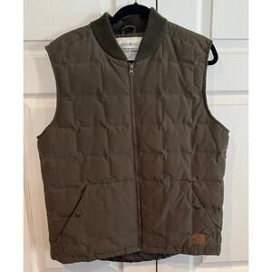 Eddie Bauer Men’s Green & Khaki Goose Down Quilted Vest – Medium